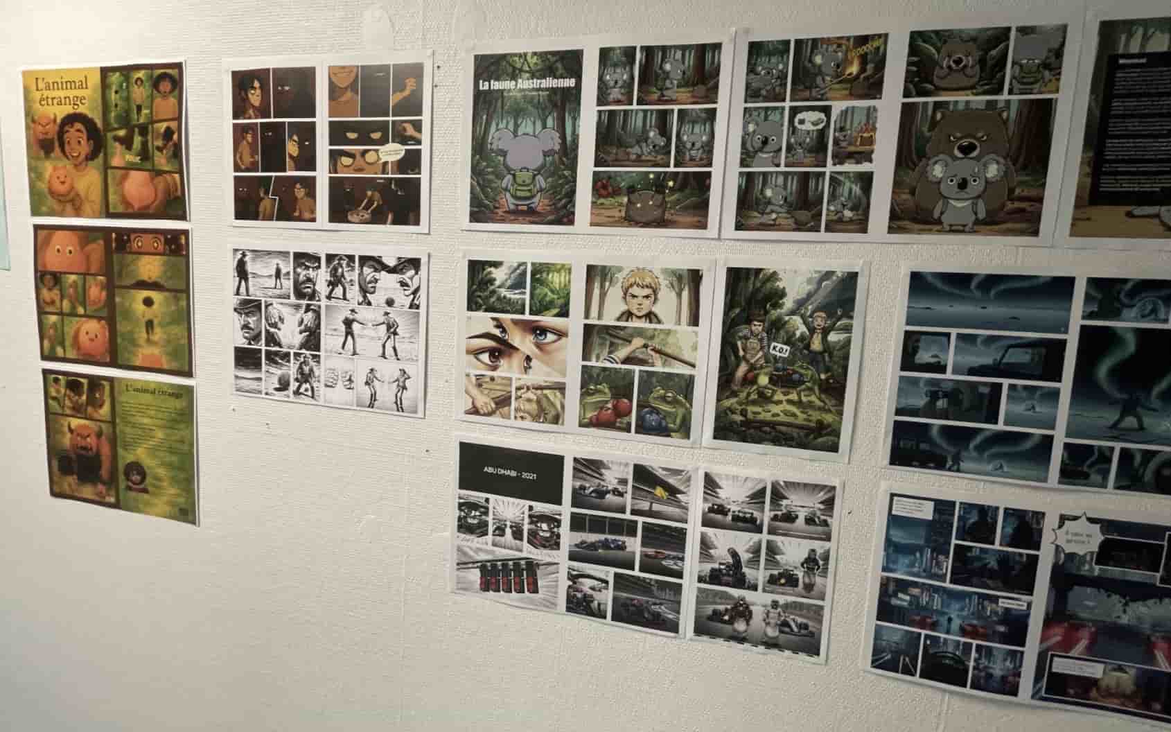 affichage couloir travaux étudiants